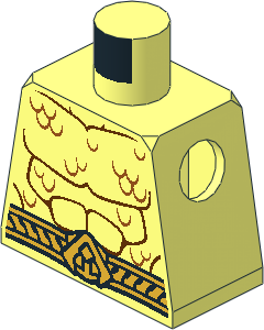 Minifig Torso with Bright Light Orange Belt, Muscles Outline and Scales Pattern