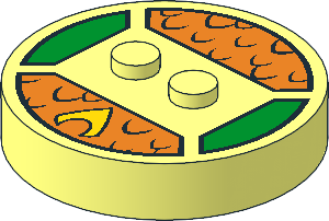Brick  4 x  4 x  0.667 Round with RFID Tag and  2 Studs with Yellow Symbol and Black Scales Pattern