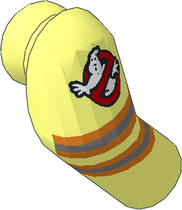 Minifig Arm Right with Orange and Silver Stripes and Ghostbusters Logo Pattern