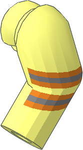 Minifig Arm Left with Orange and Silver Stripes Pattern