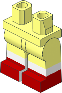 Minifig Hips and Legs with White Lower Leg and Red Shoe Pattern