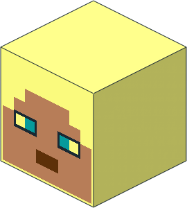 Minifig Head Cuboid with Minecraft Guardian Warrior Pattern