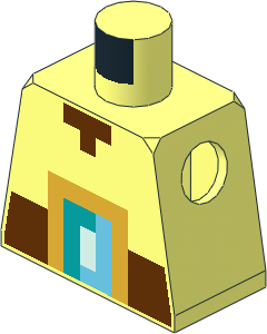 Minifig Torso with Pixelated Reddish Brown Belt with Dark Turquoise, Medium Azure, Metallic Gold and Light Aqua Buckle Pattern