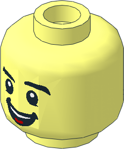 Minifig Head with Black Eyebrows, White Pupils and Open Mouth Smile/Clenched Teeth 2-Sided Pattern