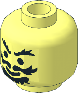 Minifig Head with Moustache Wavy, Goatee and Bushy Eyebrows Pattern