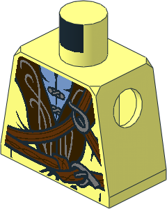 Minifig Torso with Cloak, Dark Brown Collar and Straps Pattern