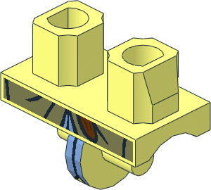 Minifig Hips with Olive Green and Medium Blue Coattails Pattern