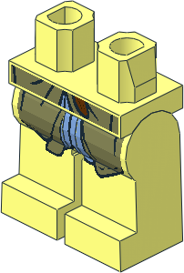 Minifig Hips and Legs with Olive Green and Medium Blue Coattails Pattern