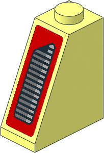 Slope Brick 65  2 x  1 x  2 with Ford Logo, Grey Exhaust Pipes and White Number 66 in Green Rectangle and Grey Air Vents on Red Background Right Sticker