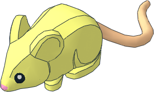 Animal Mouse with Light Nougat Tail and Black Eyes and Bright Pink Nose Pattern