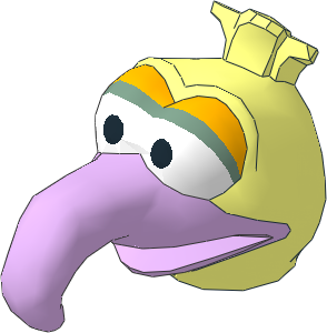 Minifig Head Muppet Gonzo with Lavender Beak and Bright Light Orange Eyelids Pattern