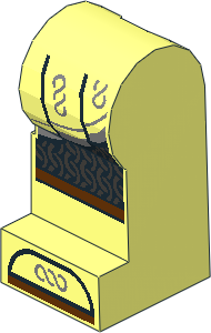 Minifig Leg Left with Silver Skirt Hems, Dark Bluish Grey Chain Mail, Reddish Brown Knee Wrappings and Shoe Tips Pattern