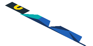 ~Sticker  1.9 x  3.8 with Yellow "2" on Black Square and Logos on Blue and White Background Right - Third Face