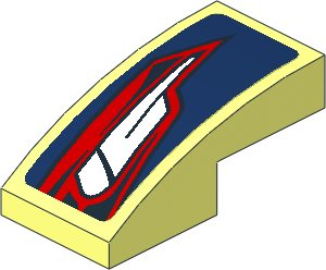 Slope Brick Curved  2 x  1 with Taillamp on Blue Background Right Sticker