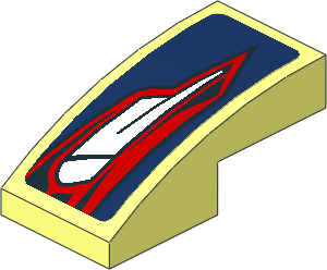 Slope Brick Curved  2 x  1 with Taillamp on Blue Background Left Sticker