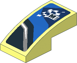 Slope Brick Curved  2 x  1 with M-SPORT Logo on Black and Blue Background Right Sticker