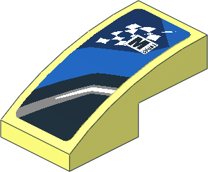 Slope Brick Curved  2 x  1 with M-SPORT Logo on Black and Blue Background Left Sticker