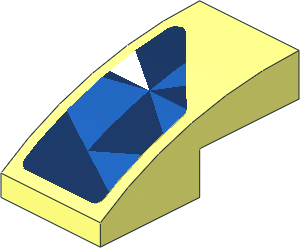 Slope Brick Curved  2 x  1 with Light Blue and White Triangles on Blue Background Right Sticker