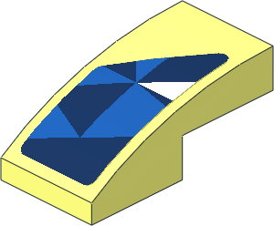 Slope Brick Curved  2 x  1 with Light Blue and White Triangles on Blue Background Left Sticker