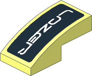 Slope Brick Curved  2 x  1 with White LAZER Logo on Black Background Sticker