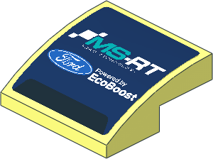 Slope Brick Curved  2 x  2 x  0.667 with Ford and MS-RT Logo on Blue Background Sticker