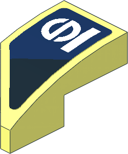 Slope Brick Curved  2 x  1 with Cutout Right with Black Triangle and White Sparco Logo on Blue Background Left Sticker