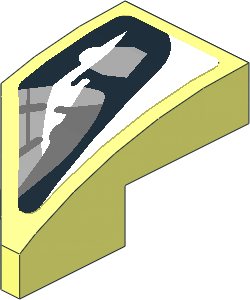 Slope Brick Curved  2 x  1 with Cutout Right with Headlamp on White Background Right Sticker