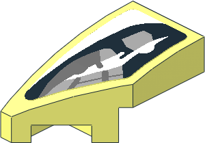 Slope Brick Curved  2 x  1 with Cutout Left with Headlamp on White Background Left Sticker