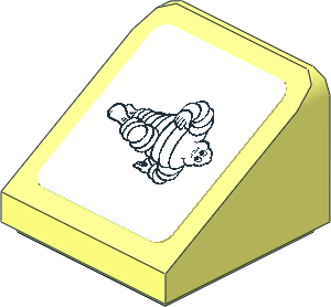 Slope Brick 31  1 x  1 x 0.667 with Running Michelin Man on White Background Right Sticker