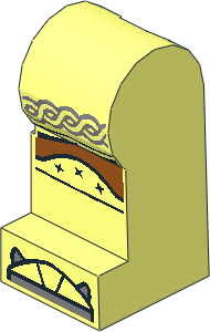 Minifig Leg Left with Silver Celtic Tunic Hem, Dark Orange Knee Wrappings and Black Shoe Tips Pattern