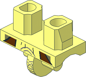 Minifig Hips with Loincloth with Silver Celtic Knot, Reddish Brown Belts, Olive Green Feathers and Shoe Tips Pattern