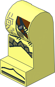 Minifig Leg Left with Loincloth with Silver Celtic Knot, Reddish Brown Belts, Olive Green Feathers and Shoe Tips Pattern