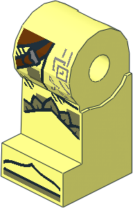 Minifig Leg Right with Loincloth with Silver Celtic Knot, Reddish Brown Belts, Olive Green Feathers and Shoe Tips Pattern