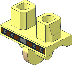 Minifig Hips with Reddish Brown Belt with Tan Tunic with Fur Hem and Silver Celtic Knots, Knee Wrappings and Shoe Tips Pattern