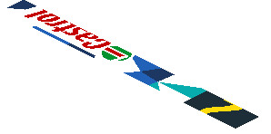 ~Sticker  1.9 x  3.8 with Yellow "2" on Black Square and Logos on Blue and White Background Left - Second Face