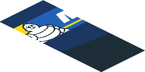 ~Sticker  0.8 x  4.1 with Michelin Logos and Black Air Vent on Blue Background - Eleventh Face