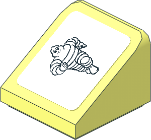 Slope Brick 31  1 x  1 x 0.667 with Running Michelin Man on White Background Left Sticker