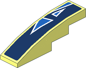 Slope Brick Curved  4 x  1 with Light Blue Triangles on Blue Background Sticker