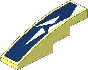 Slope Brick Curved  4 x  1 with White Triangles on Blue Background Sticker