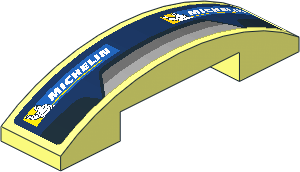 Slope Brick Curved  4 x  1 Double with Michelin Logos and Black Air Vent on Blue Background Sticker