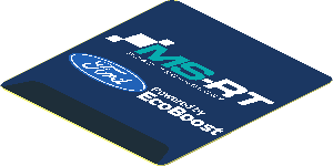 Sticker  1.9 x  1.8 with Ford and MS-RT Logos on Blue Background