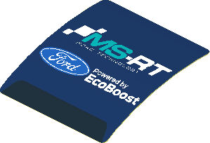 Sticker  1.9 x  1.8 with Ford and MS-RT Logos on Blue Background (Formed)