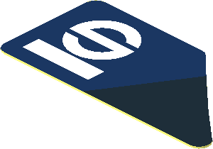 Sticker  0.8 x  1.6 with Black Triangle and White Sparco Logo on Blue Background Right