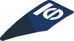 Sticker  0.8 x  1.6 with Black Triangle and White Sparco Logo on Blue Background Right (Formed)