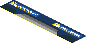 Sticker  0.8 x  4.1 with Michelin Logos and Black Air Vent on Blue Background (Needs Work)