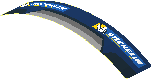 Sticker  0.8 x  4.1 with Michelin Logos and Black Air Vent on Blue Background (Formed) (Needs Work)