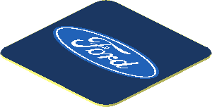 Sticker  0.8 x  0.8 with Ford Logo on Blue Background