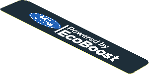 Sticker  0.7 x  3.8 with Ford Powered by Ecoboost Logo on Black Background