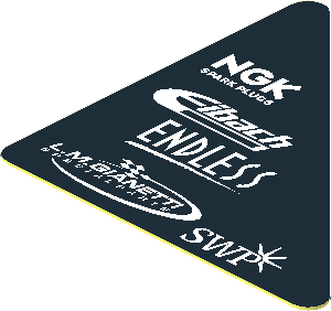 Sticker  1.8 x  1.8 Triangular with White Logos on Black Background Right