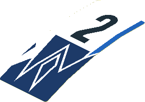 Sticker  4.0 x  1.8 with Black "2" on Blue and White Background (Formed)